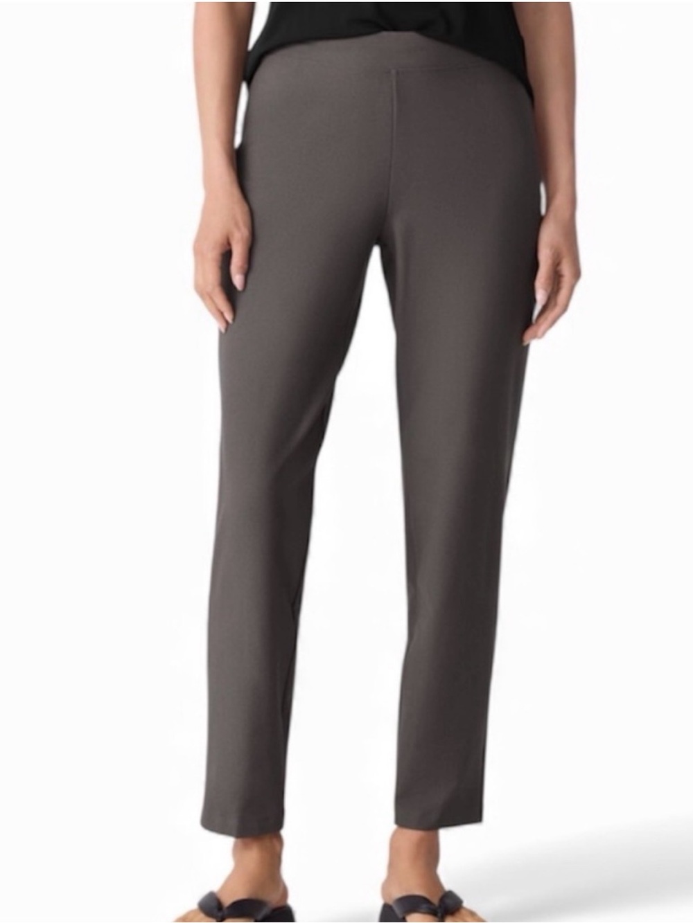 NWT Eileen Fisher metor Charcoal Straight-Leg ankle Pull-On Pants size XS/S